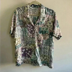 Alfred Dunner Pastel Short Sleeve Button Down Shirt